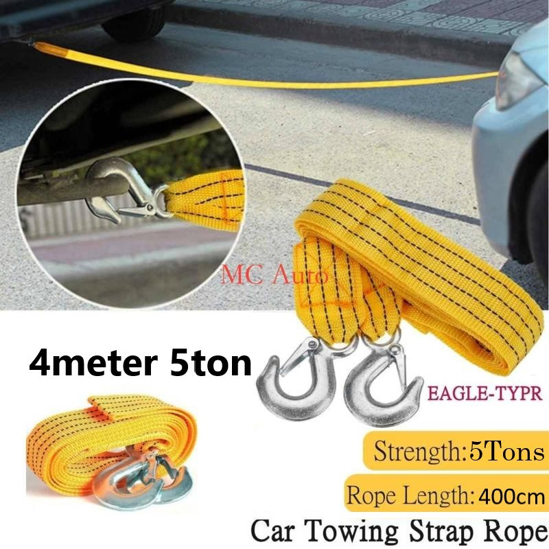 4 Meter 5 Ton Car Towing Rope Towing Strap Belt Tow Rescue Rope Tali