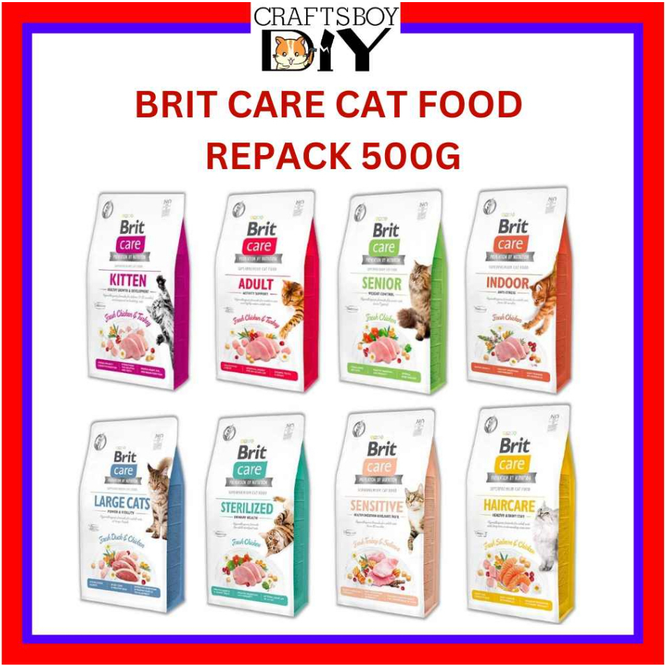 Brit Care Super Premium Cat Food Repack 500g / Makanan Kucing Repack
