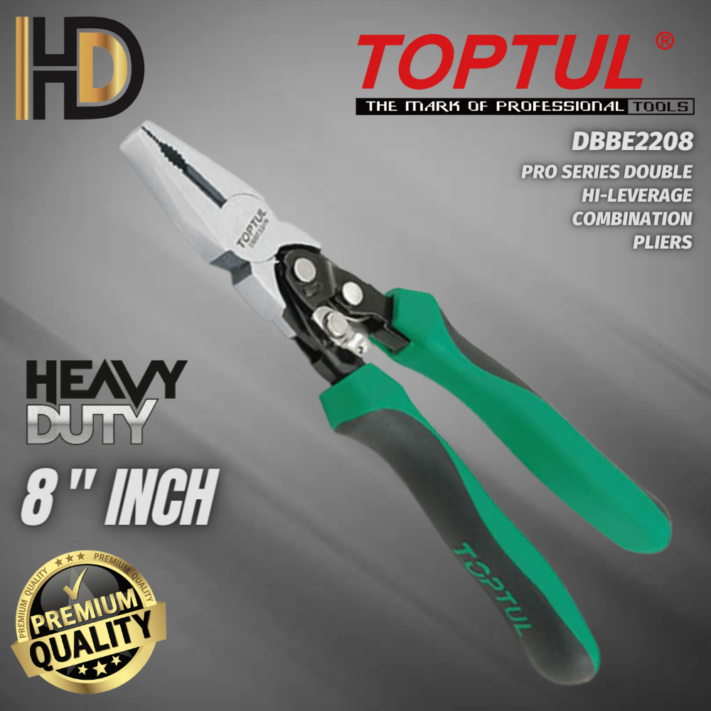 TOPTUL Pro Series High Leverage Combination Pliers / 8" INCH