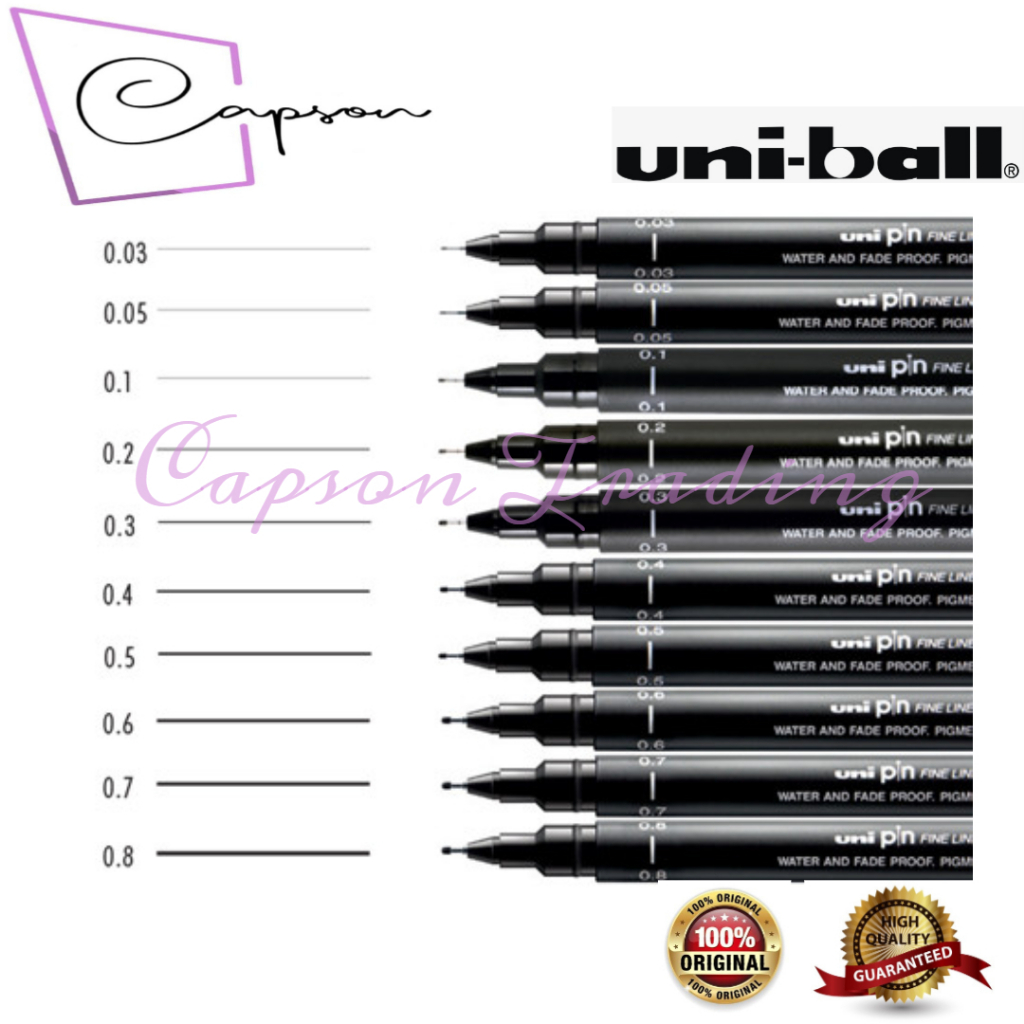 UNI PIN Pigment Ink Fine LineTechnical Drawing Felt-Tip Pen ( PIN 200 ...