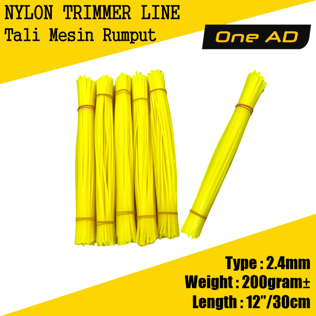 200G 2.4MM TALI MESIN RUMPUT YELLOW GRASS CUTTER NYLON TRIMMER LINE ...