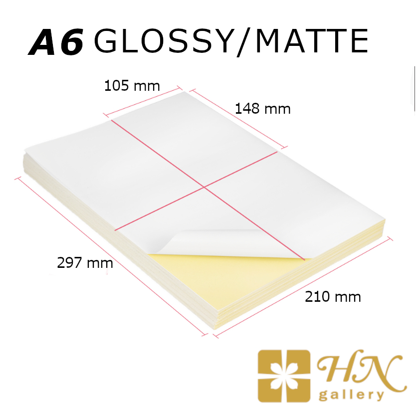 A6 Precut Glossy / Matte Sticker Paper (105 x 148.5mm x4's - 10/50 ...