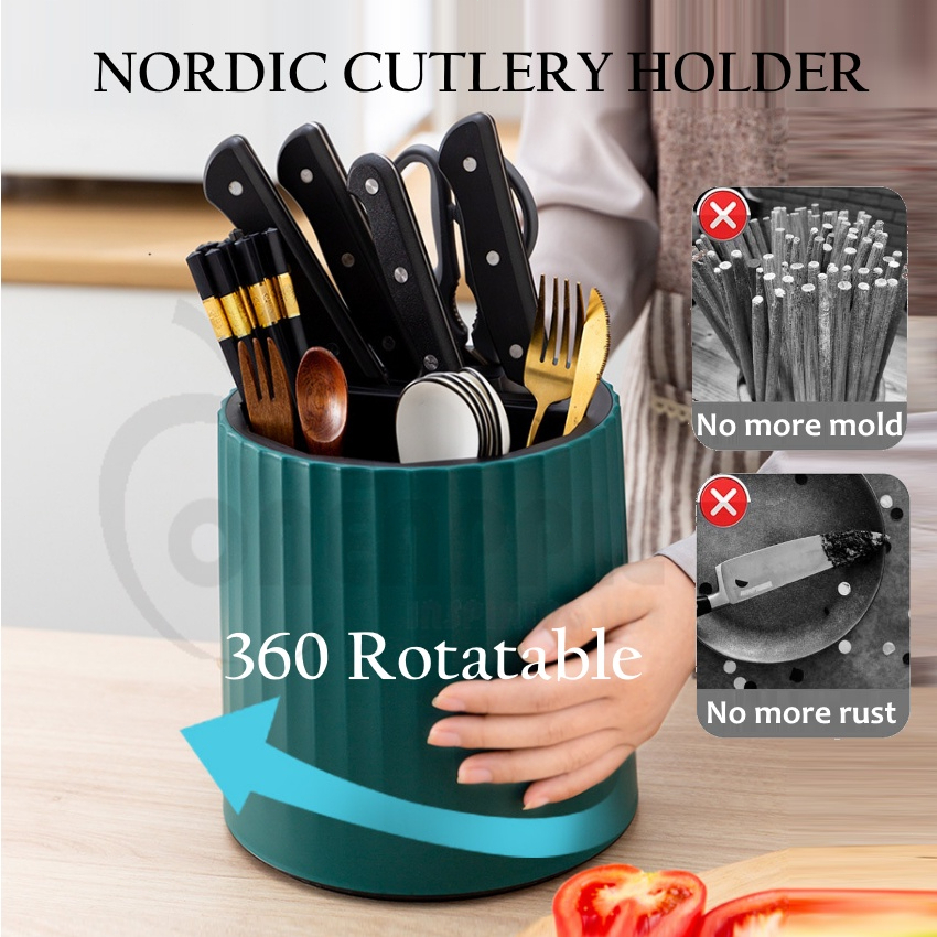 Cutlery Holder 360° Rotating Multifuntion Knife Chopstick Holder Spoon ...