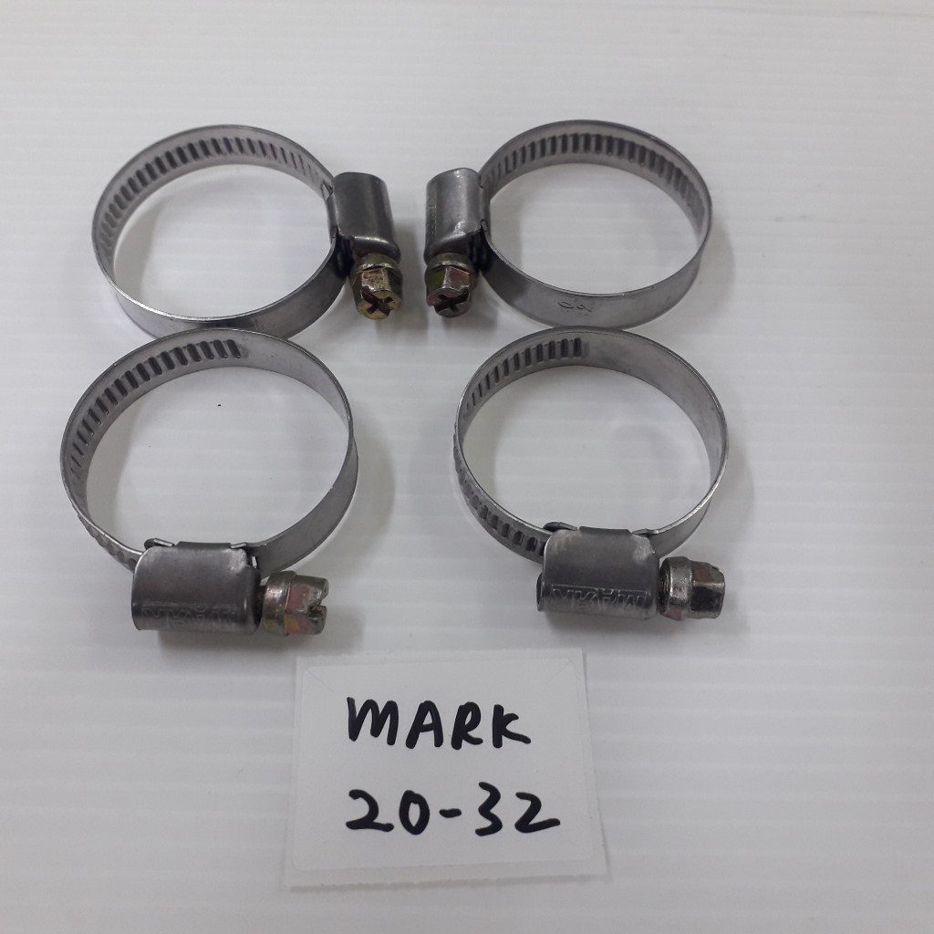 (4PCS MARK 20-32) (20mm~32mm) WORM TYPE STAINLESS STEEL HOSE PIPE ...