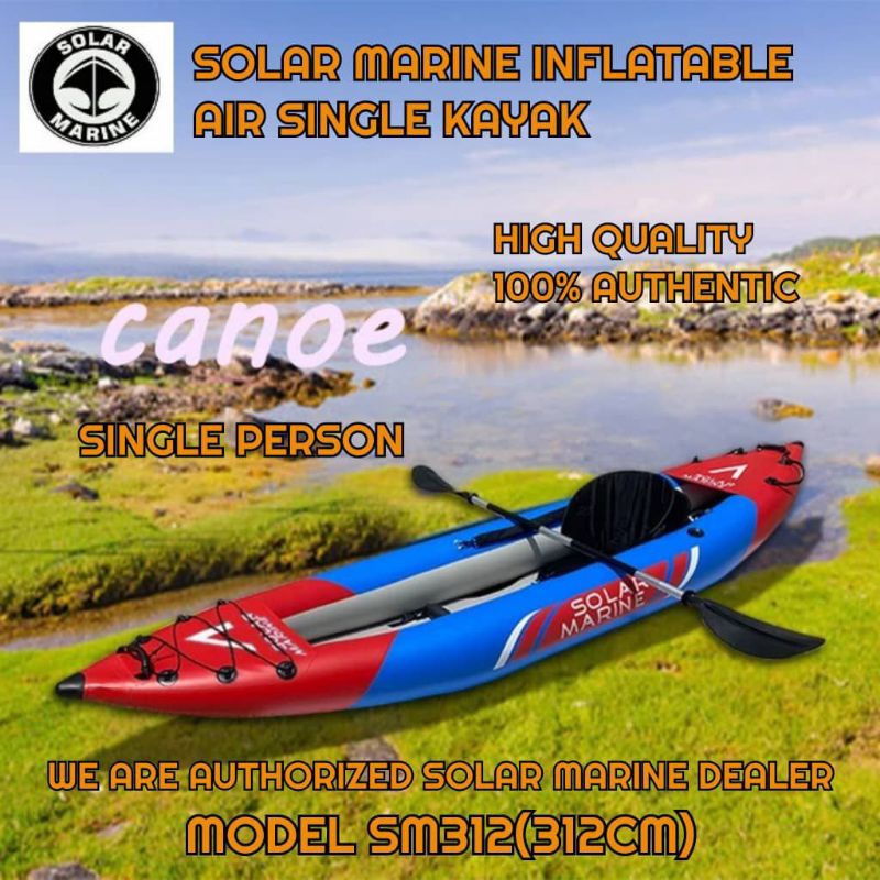 Original Solar Marine Inflatable Air Kayak Single Person Fishing Canoe