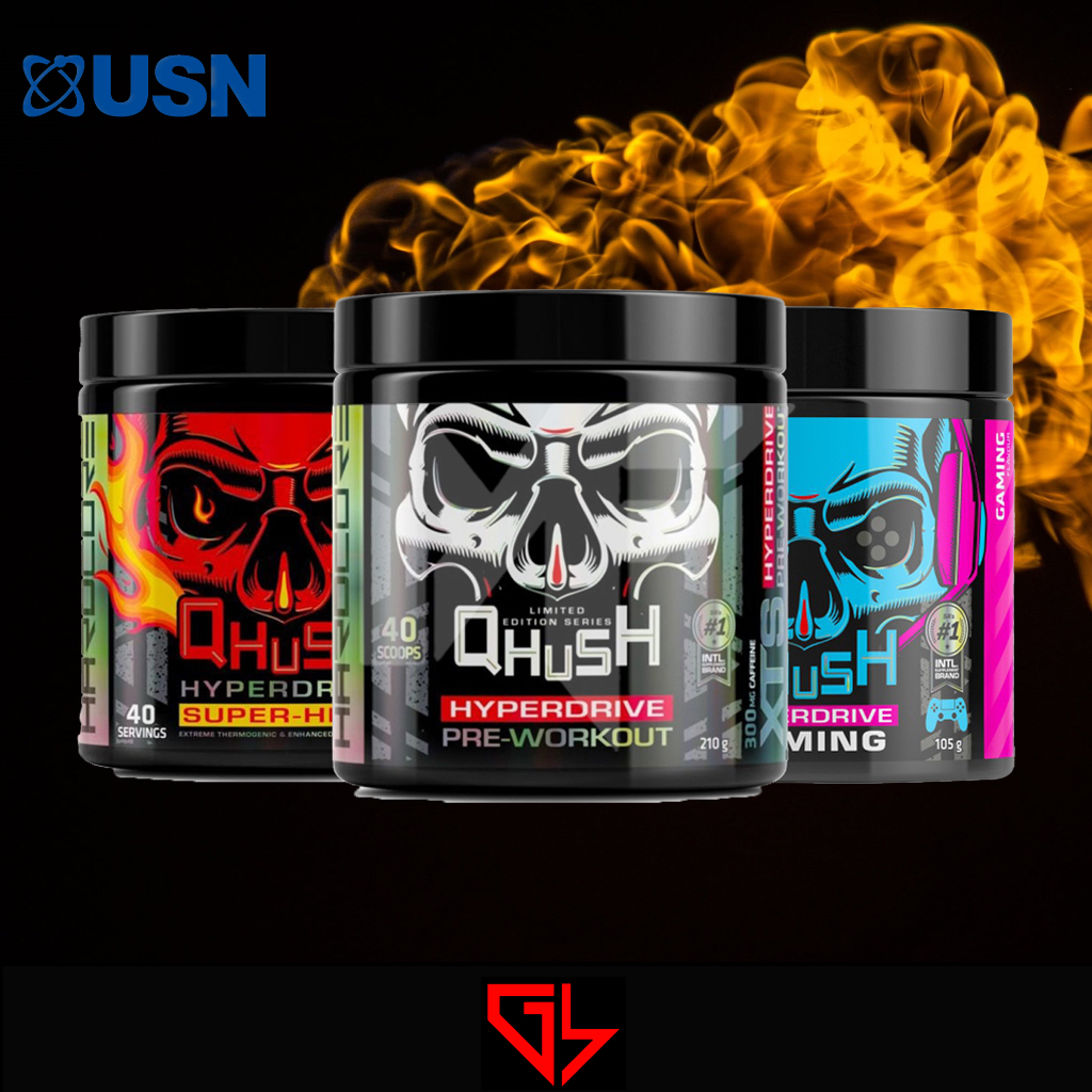 Ready Stock USN Qhush Hyperdrive PreWorkout Extreme Energy Booster