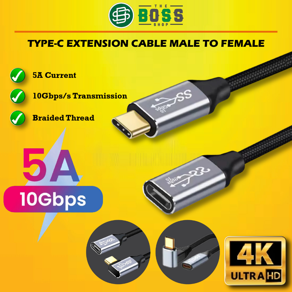 USBC Type C Extension Cable USB 3.1 Male to Female Extending Wire