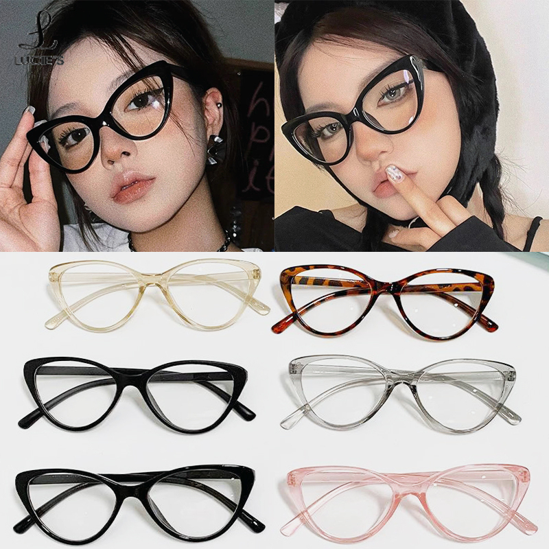 【Malaysia stock】Fashion New Cat Eye Glasses Anti Blue Light Retro Large