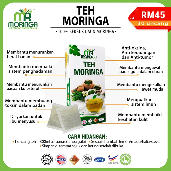 Moringa Teh 100% original MR Moringa HQ Untuk Tambah Susu Badan Ibu ...