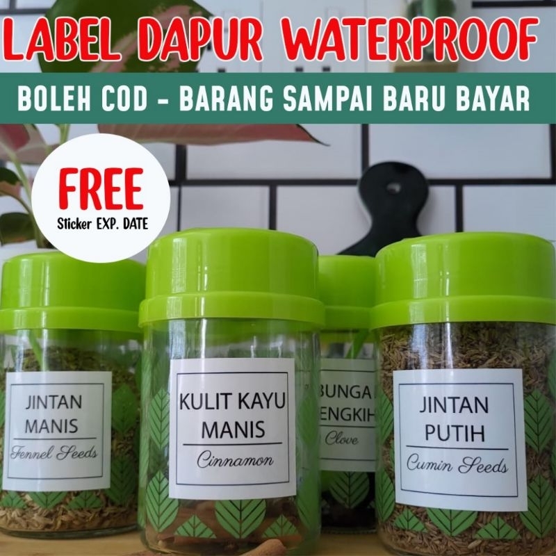 Sticker Botol Label Dapur WhitePP Kitchen Decoration Waterproof Spice Stickers Rak Rempah Ratus