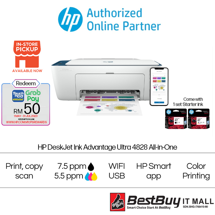 HP DeskJet Ink Advantage Ultra 4828 All-in-One Printer | Shopee Malaysia