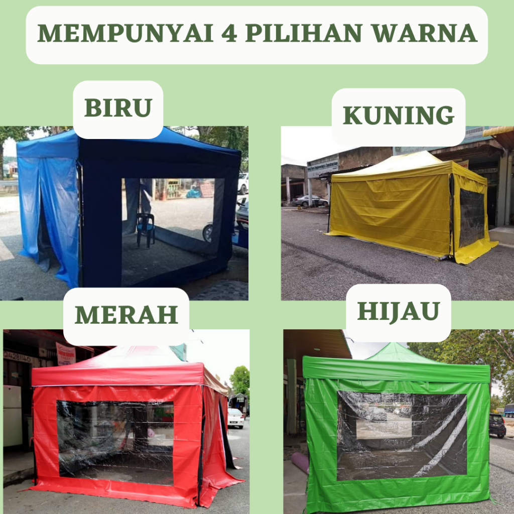 SIDEWALL PVC / KAIN TEPI KHEMAH SAIZ 10ft X 15ft PELBAGAI WARNA ...