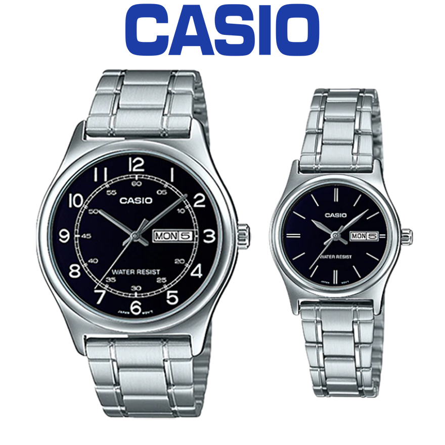 Casio Dameshorloge analoog kwarts met armband van roestvrij staal LTP-V006D-7B2UDF, zilver/wit, kwartsuurwerk