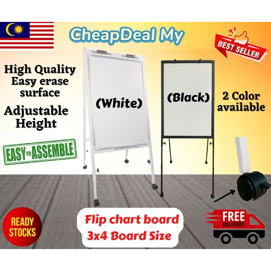 Whiteboard Cheap Deal 3ftx4ft Flip Chart Board Black & White *Ready