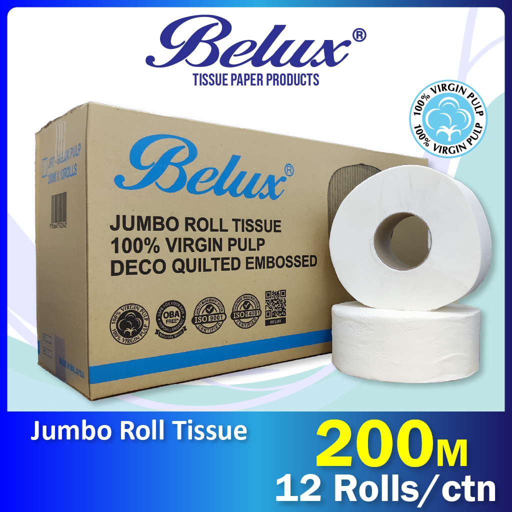 Belux 100% Pulp Jumbo Roll Tissue JRT ( 200M x 12 Rolls ) | Shopee Malaysia