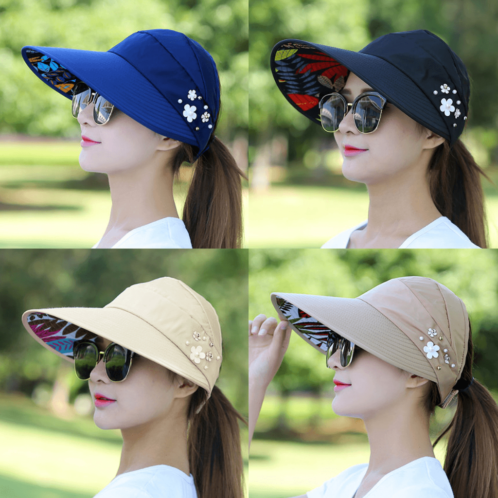 Lady Womens Visor Hat Summer Sun Beach Ladies Foldable Roll Up Wide ...