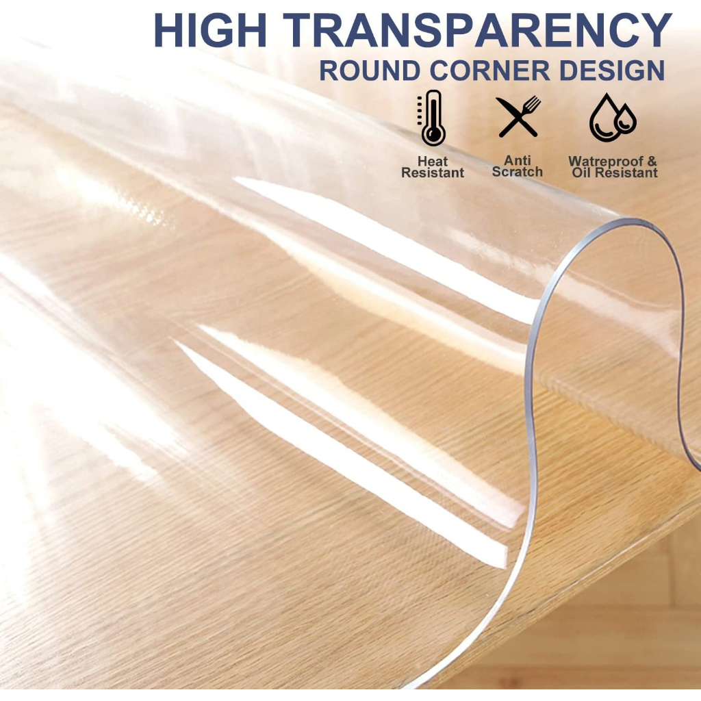 Clear Table Cover Protector 22x44 Inch - 1.5mm Thick Plastic Desk Mat, Scratch & Heat Resistant For Dining Or Writing Table