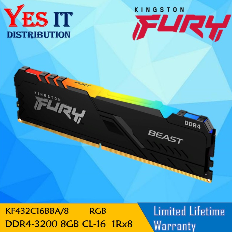 Kingston FURY 8GB/16GB/32GB 3200MHz DDR4 DESKTOP RAM RGB (KF432C16BBA/8 ...