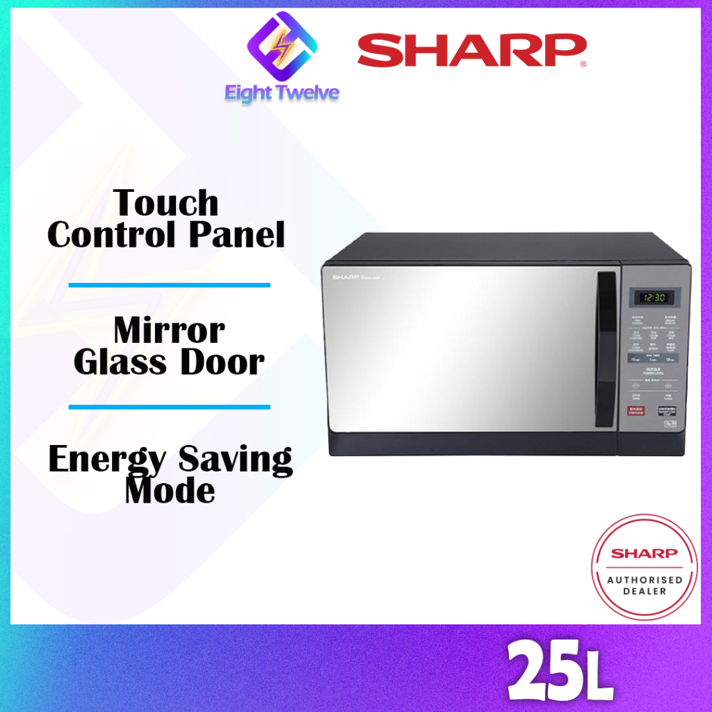 SHARP 25L Microwave Oven Mirror Glass Door 900W Touch Control
