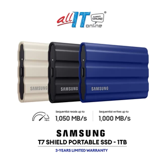 Samsung T7 Shield  Portable SSD with IP65 Water Resistance, Drop Resistant Type-C USB3.2 Gen2 - (Beige/Black/Blue)