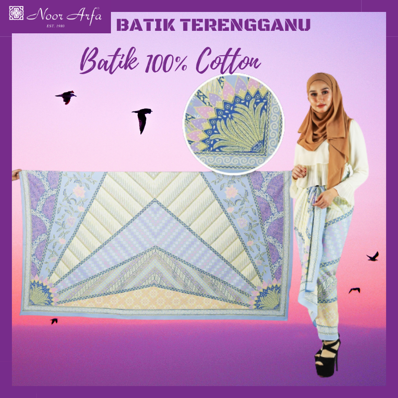 NOOR ARFA SST712 BLUE Kain Batik Viral Cotton Pastel Batik Asli