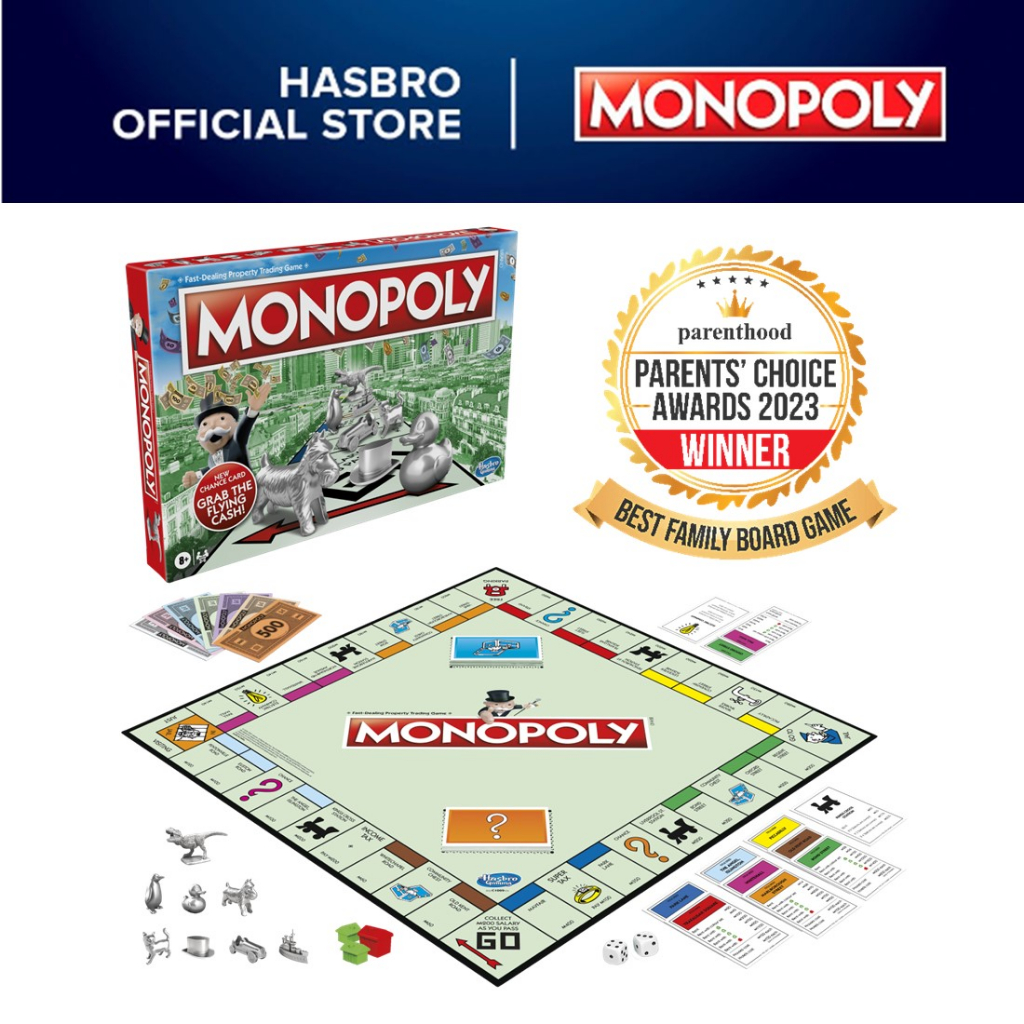 Monopoly Game, Classic Family Board Game for 2 to 6 Players, for Kids Ages  8 and Up