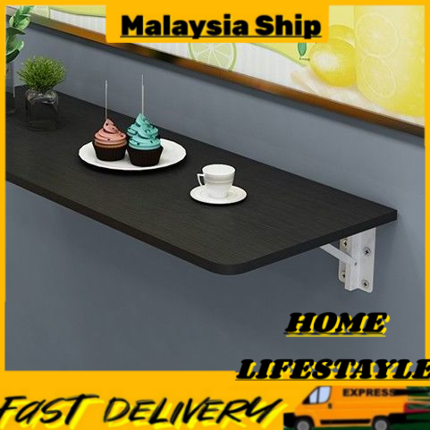 【HOME】Wall Mounted Foldable Table with Bracket Floating Table Wall Rack ...