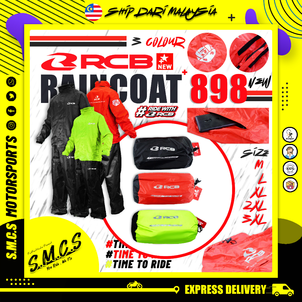 RACING BOY RCB Raincoat 898 New 100% Original RCB Baju Hujan 摩托 雨衣 ...