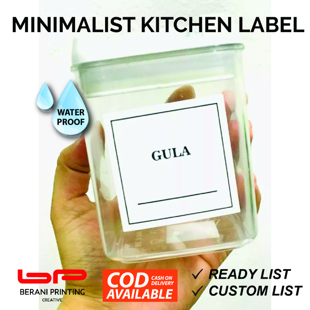 MINIMALIST Label Sticker Dapur | CUSTOM & READY LIST (40list) | Shopee ...