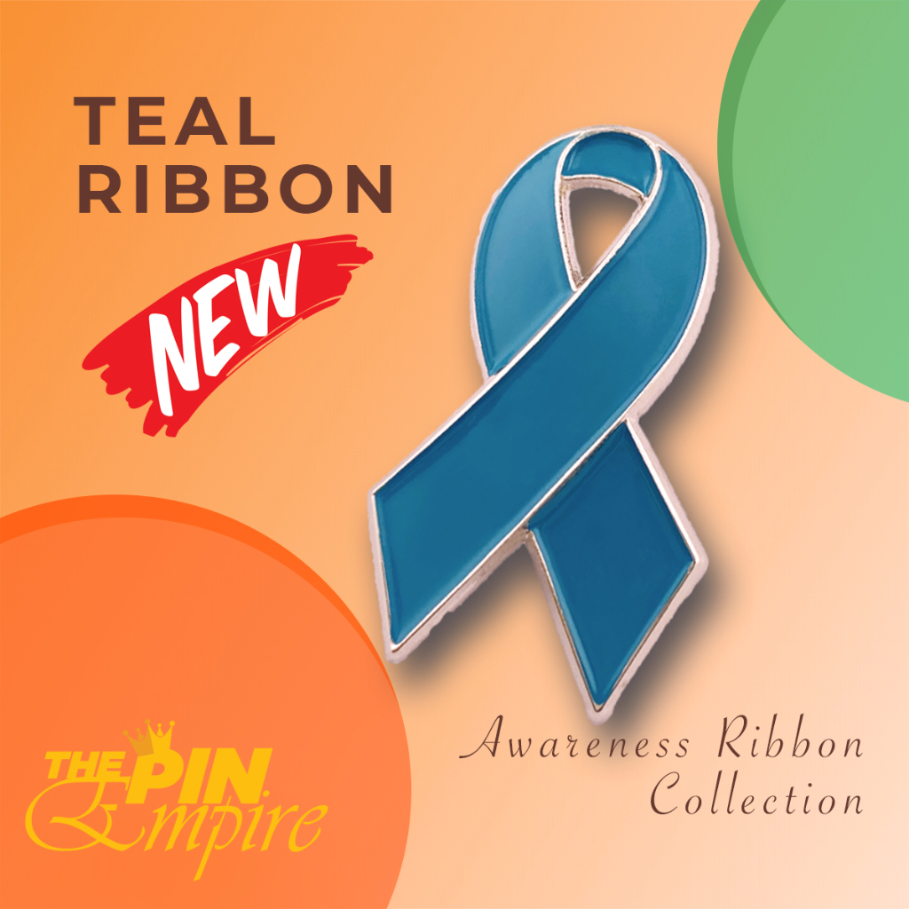 THE PIN EMPIRE Teal Ribbon DoubleSided 3D Enamel Lapel Pin Collar Pin