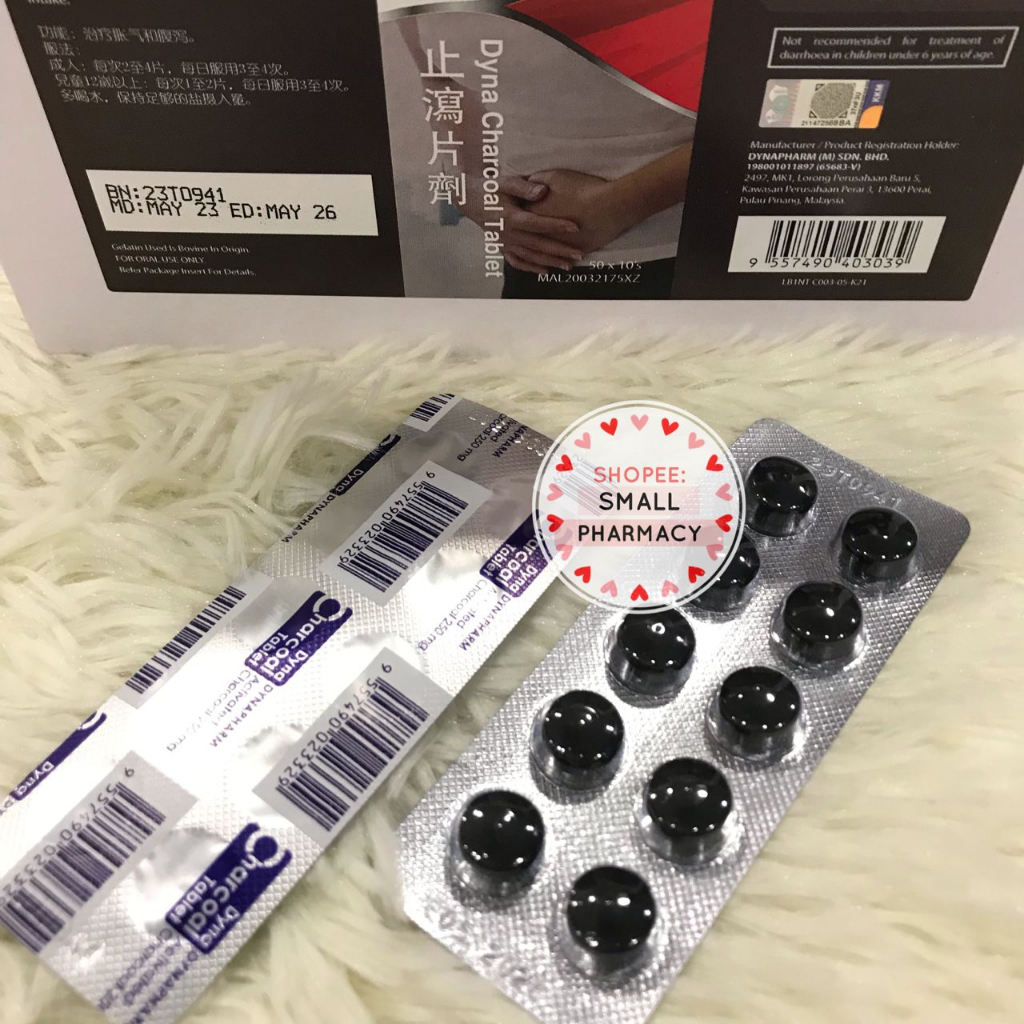 1 strip of Dyna Charcoal Tablet (10's x 1 Blister) / Activated Charcoal