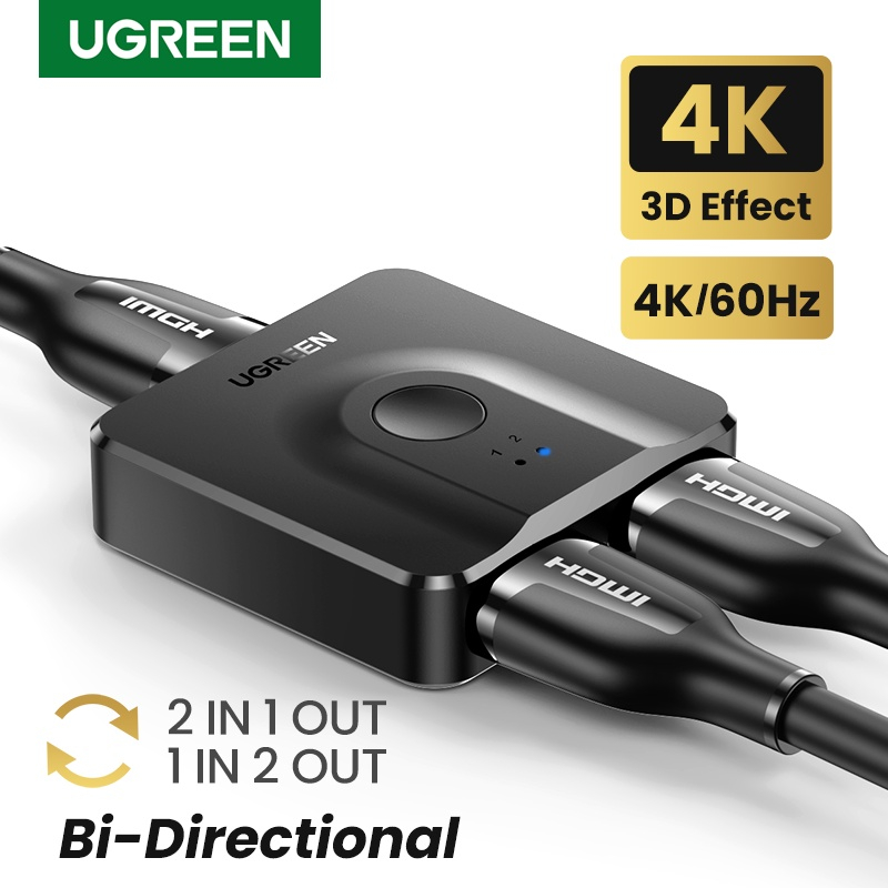 UGREEN HDMI Splitter Switch Bi-Direction 4K/60Hz HDMI Switcher 1x2/2x1 Adapter 2 in 1 out Converter
