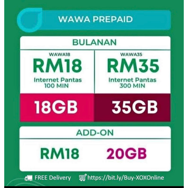 ONEXOX PREPAID WAWA PLAN 18GB DATA AND 35GB DATA | Shopee Malaysia