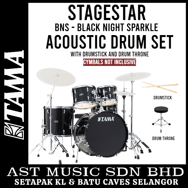 TAMA ST52H6-BNS Stagestar Series 5-Piece Drum Kit with Drumsticks ...