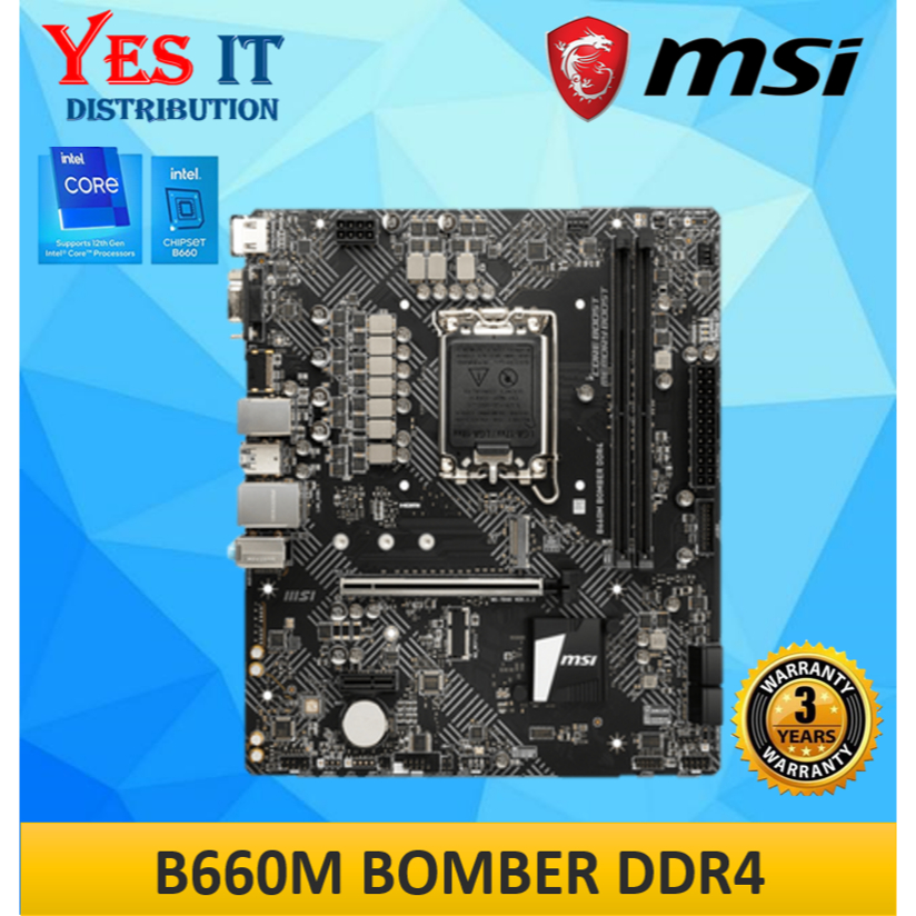 MSI B660M Bomber DDR4 LGA1700 mATX Motherboard + INTEL 13th Gen & 12th ...