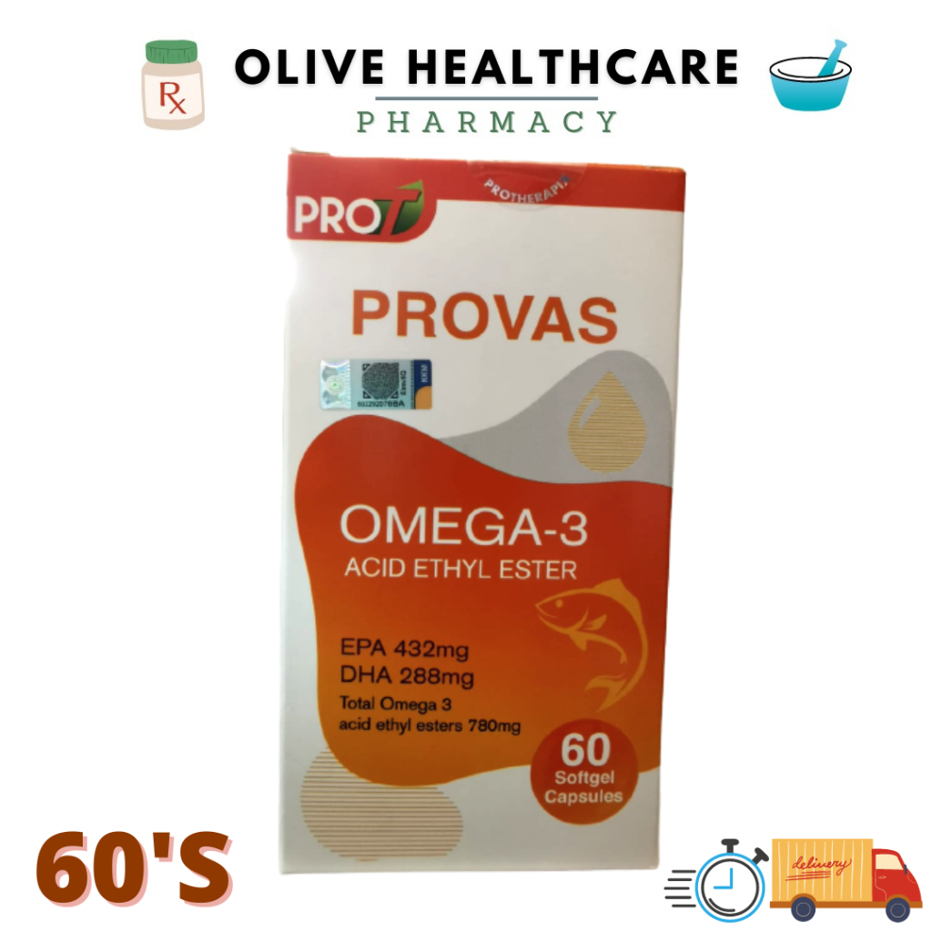 (NEW PACKAGING) PROVAS Fish Oil 1200MG Omega3 Acid Ethyl Ester 60'S