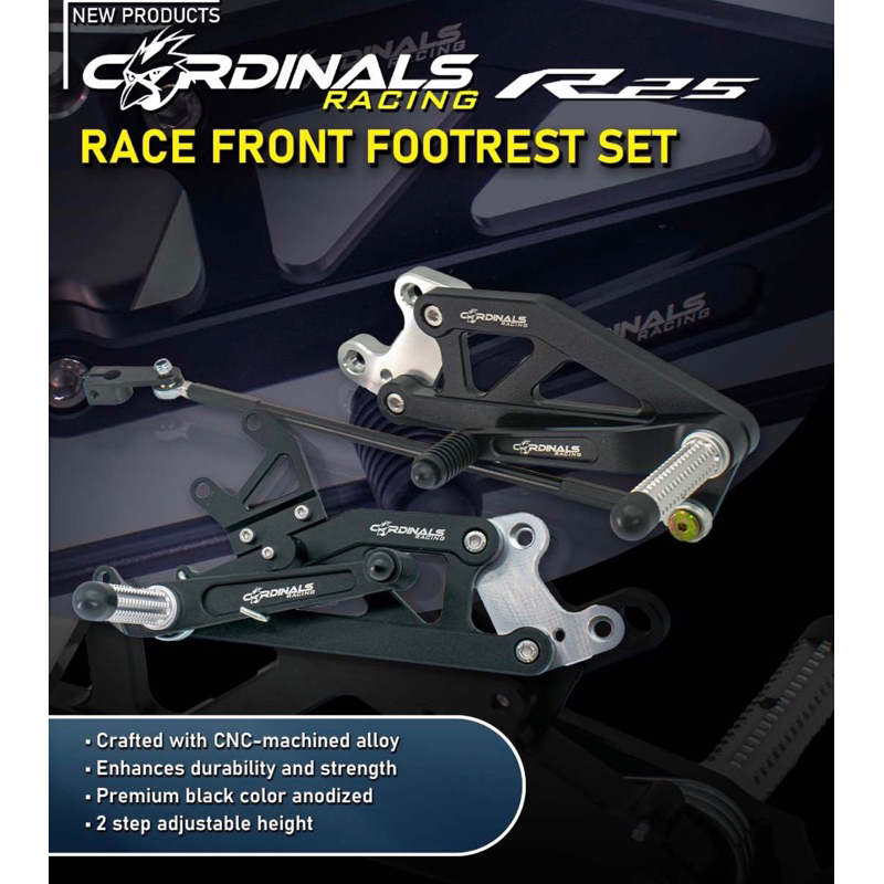 CARDINALS RACING YAMAHA R25 RACE SINGLE FRONT FOOTREST SET -ALLOY CNC ...
