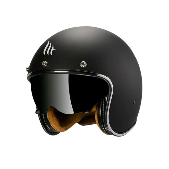 MT Helmets Le Mans 2 SV Solid A1 Matt Black Retro Classic 3 Button