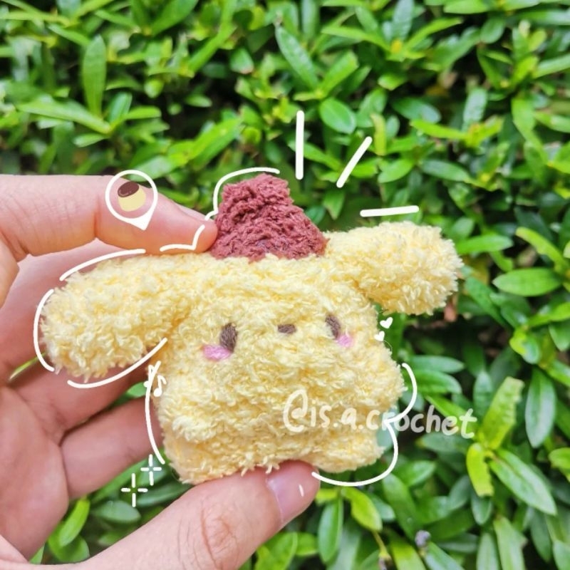 Crochet Cute Sanrio Pompompurin Pudding Dog Handmade Amigurumi Keychain