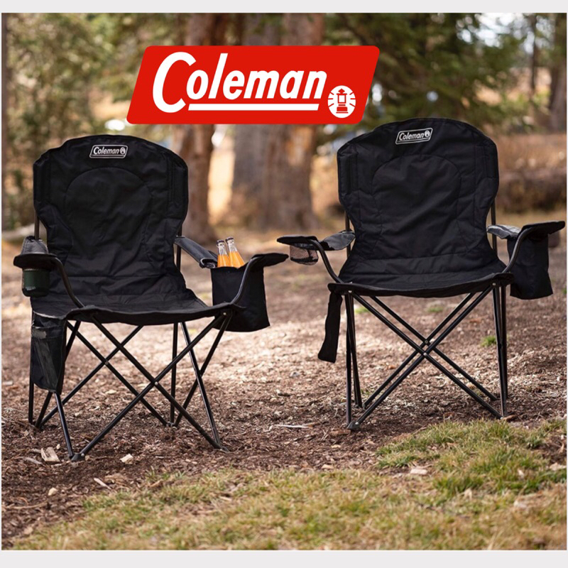 Coleman Cooler Quad portable Camping Chair with up to 4 cans cooler Side Pocket and Cup Holder Carry Bag Included. Shopee Malaysia