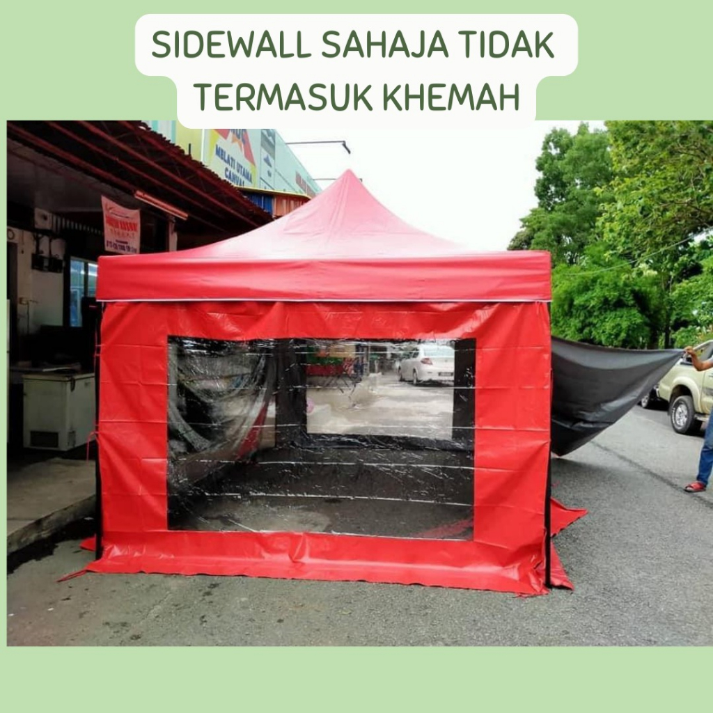 SIDEWALL PVC / KAIN TEPI KHEMAH NIAGA SAIZ 10ft X 10ft PELBAGAI WARNA ...