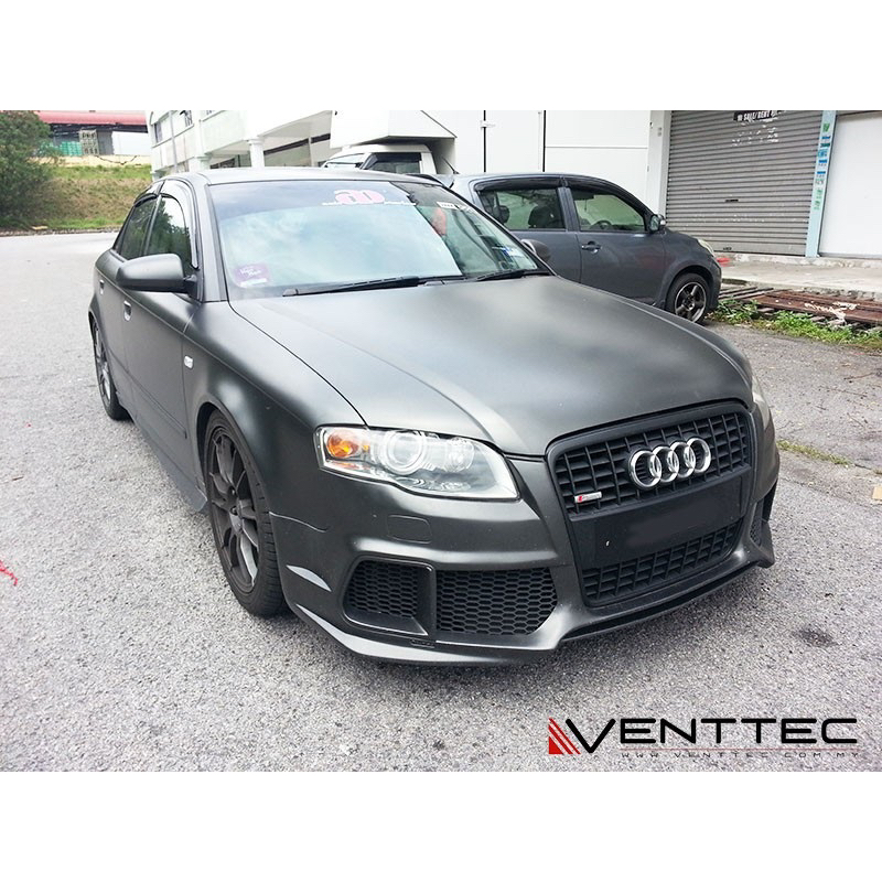 In-Channel Window Visors For Audi A4 B8 Sedan 2008-2015 - Transparent Black, Acrylic