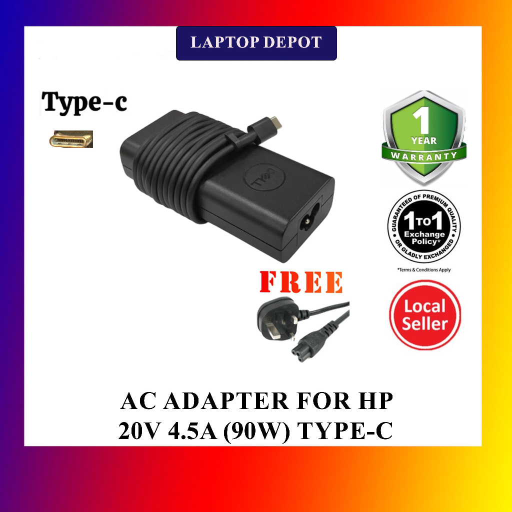 HP 20V 4.5A 90W USB-C Type-C Laptop AC Adapter Charger For HP SPECTRE ...
