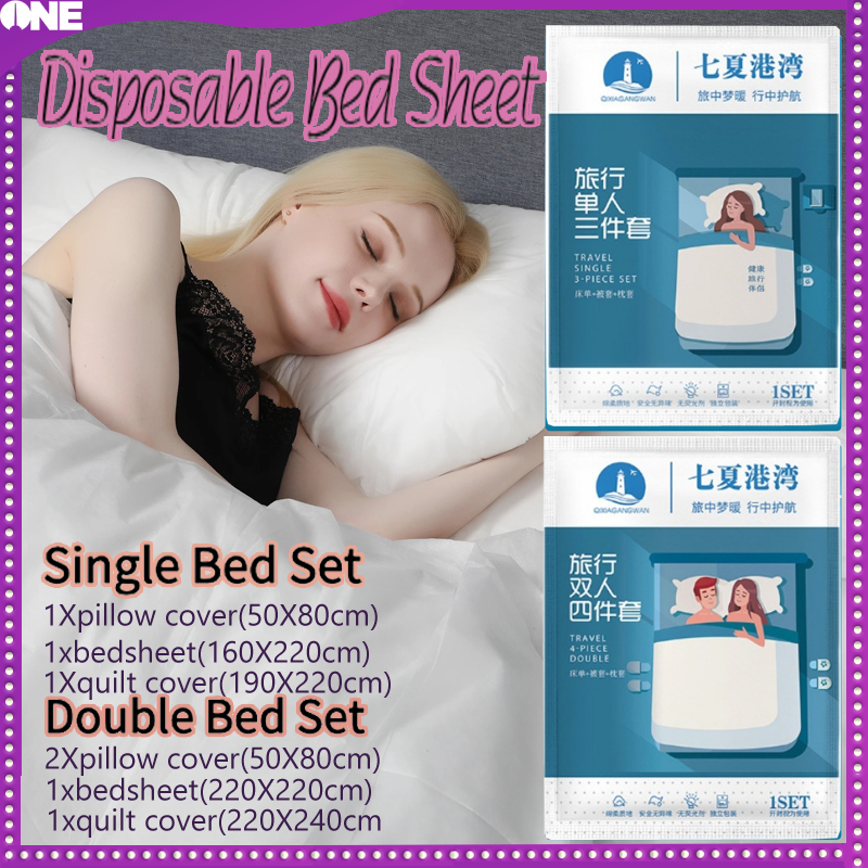 FJONE Disposable Bed Sheet Portable Bed Sheets Set Travel Bedsheet ...