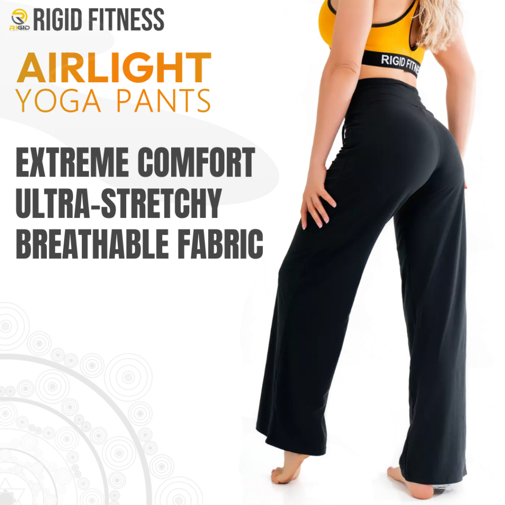 Premium RIGID FITNESS Airlight Yoga Pants High Waist Dance Running Stretchy Flared Leggings Suitable For Muslimah Shopee Malaysia