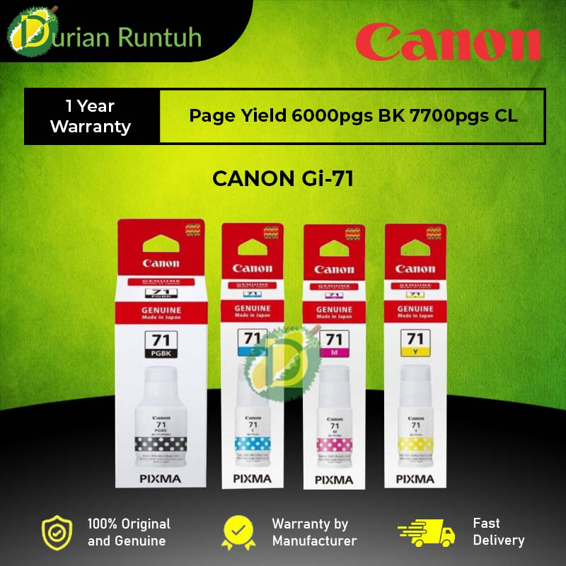 Original Canon Gi 71 Gi 71s Genuine Ink Bottle Blackcyanmagentayellow G1020 G2020 G3020 