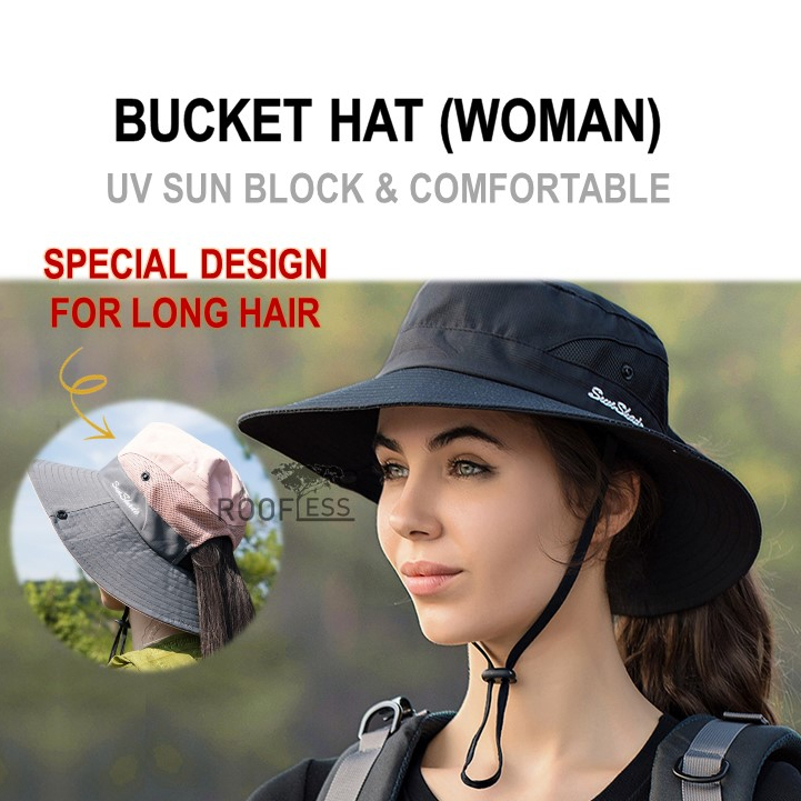 ROOFLESS Bucket Hat Woman Camping Hat Hiking Beach Cap Hiking