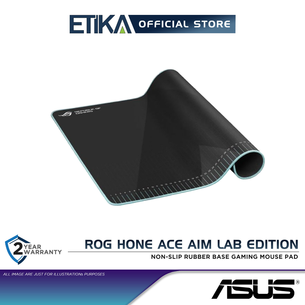 ASUS ROG Hone Ace Aim Lab Edition Oyun Mouse Pad, 508 X 420 x 3 mm, Büyük Boy, Yumuşak, Hibrit Kumaş Malzeme, Kaymaz Kauçuk Taban, Esports & FPS Gaming, Siyah