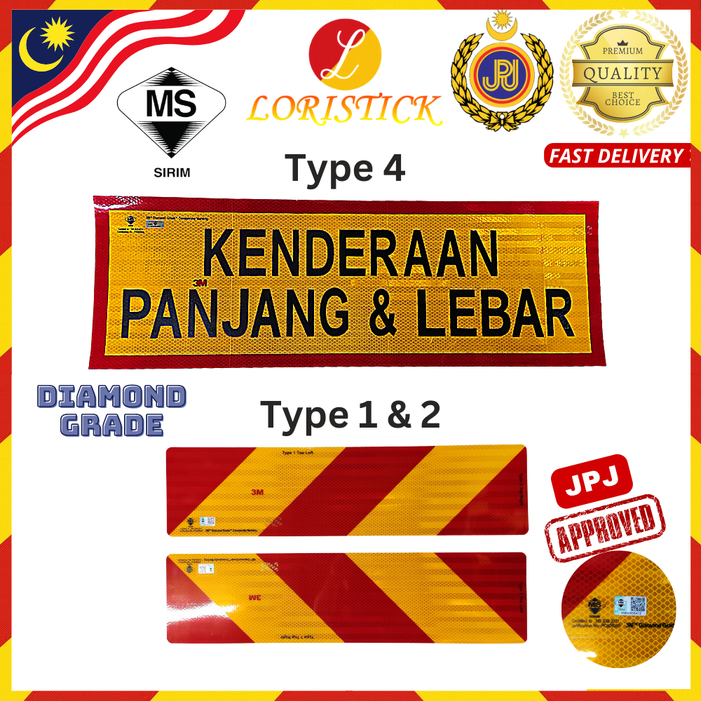 1 Pair 3M Diamond Grade Reflector Sticker SIRIM PUSPAKOM JPJ Lorry