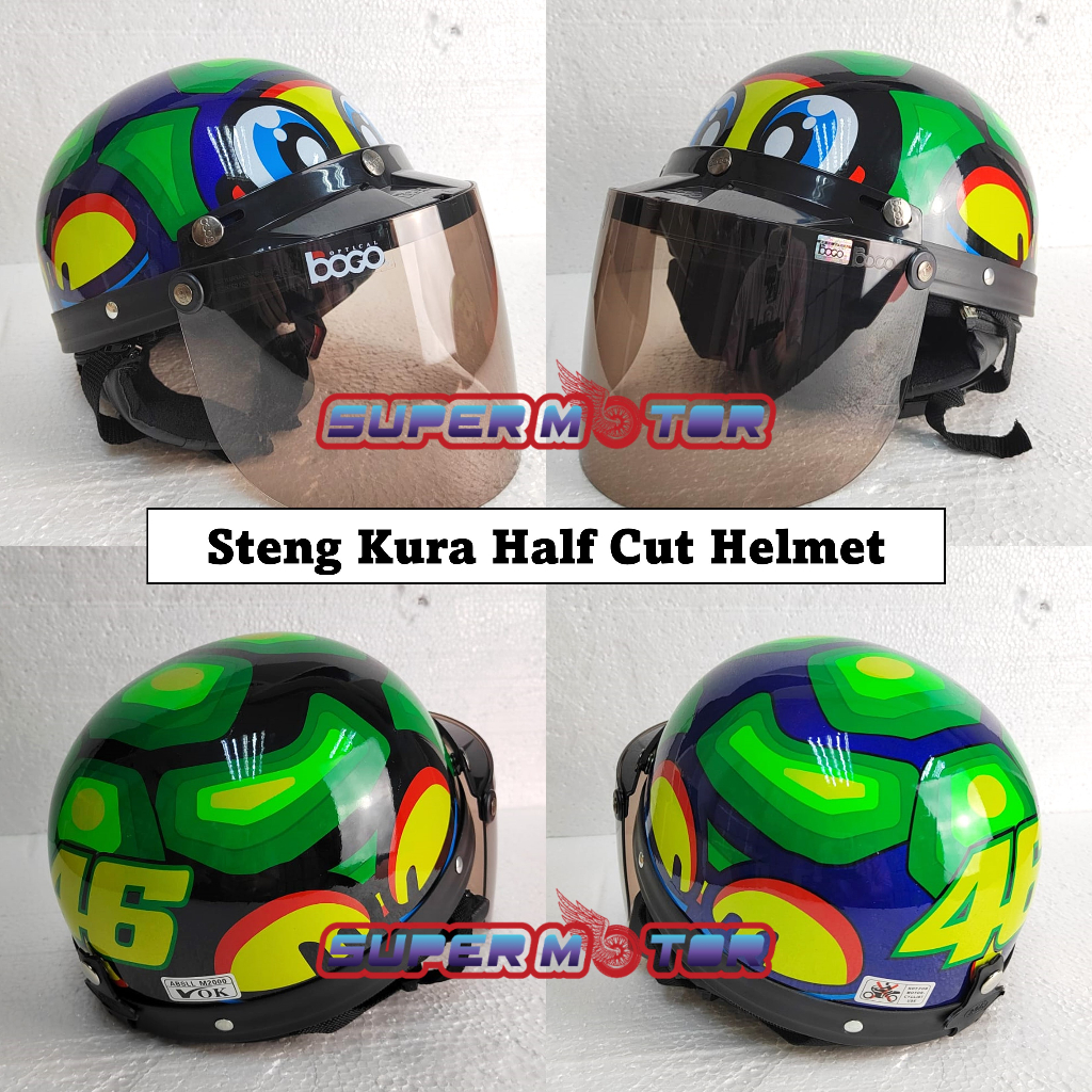 MHR III HELMET / MHR STENG KURA HALF CUT HELMET 3BUTTON VISOR Shopee